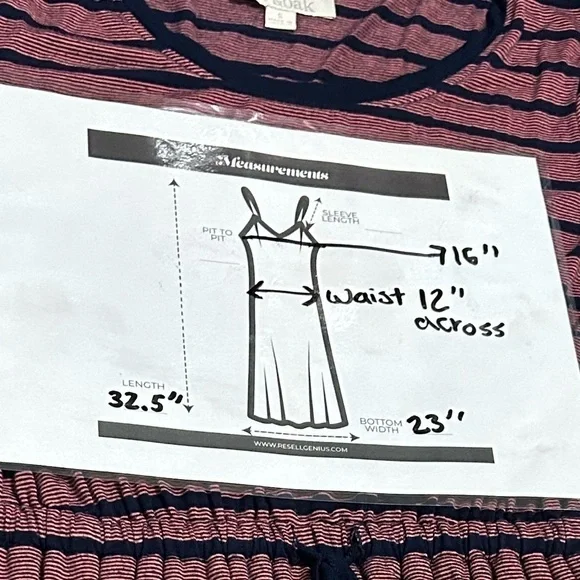 Olive & Oak Navy & Pink Striped Cinched Waist Jersey Dress size small - Picture 9 of 9